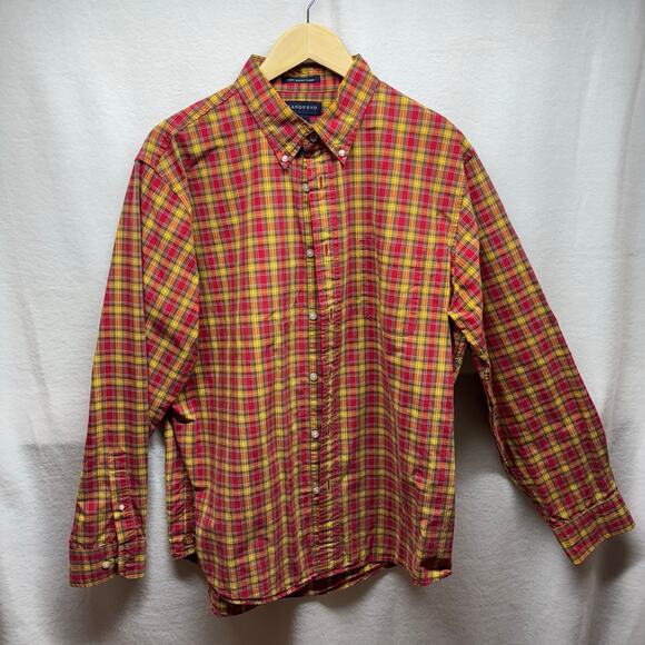 Lands' End Plaid Button-Up Shirt - Size L - Fall Colors - Picture 1 of 5